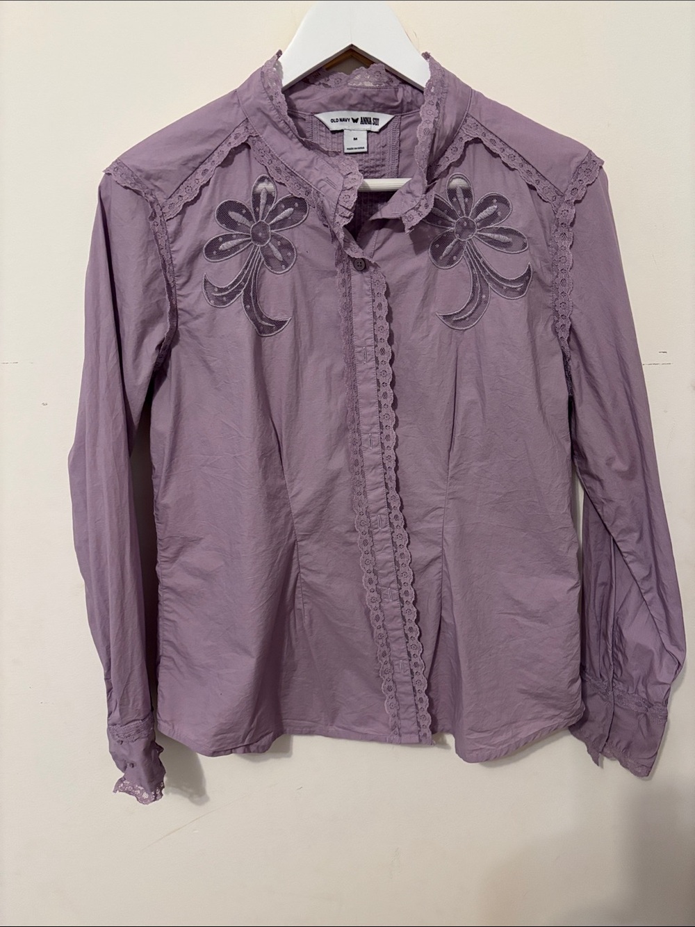 Anna Sui x Old Navy Lavender Embroidered Blouse